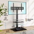 FITUEYES Modern Floor TV Stand, 32-65 Inch, Adjustable, Swivel Mount, Glass Base, Shelf, Black ...