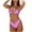 Purple, variant on Jamicy Womens Swimwear 2025 Summer New Women's 2 Piece Halter Bikini Sets Solid Ruched Self-Tie Back Swimwear with Bottoms Bathing Suit Swimsuit
