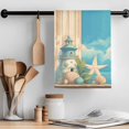 thumbnail image 2 of Blue Coastal Kitchen Towel Dish Cloths Set of 3, Microfiber Soft Kitchen Hand Towels, Watercolor Nautical Starfish Lighthouse Beach Absorbent Quick Drying Dishcloths 18 x 28 Inches, 2 of 8