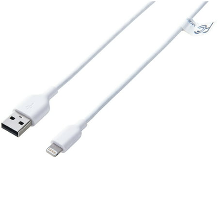 ONN 6 ft. Sync and Charge Cable with Lightning Connector, White, 2-Pack
