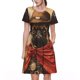 thumbnail image 1 of Easygdp Western French Bulldog Cowboy para Vestido Transpirable de Mujer, Vestido Suelto de Manga Corta con Pliegues y Bolsillos para el Verano, 1 of 6