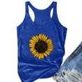 thumbnail image 3 of Tank Top for Women Sunflower Print Crew Neck Sleeveless Plus Size Racerback T Shirt Blue Basic Fitted Summer Clothes M, 3 of 5