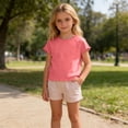 thumbnail image 6 of zbxnLI Baby Girls Short Sleeve T Shirt Ruffle Hem Solid Color Crew Neck Casual Loose Summer Comfortable Top, 6 of 7