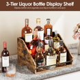 thumbnail image 2 of fafa-Liquor Bottle Display Shelf, Coffee Syrup Organizer, 3 Step Countertop Liquor Wine Rack, Home Retro Shelf Stand for Mini Bar, Cabinet, Bar Essentials for Whiskey, Spirits, Wooden, 2 of 4