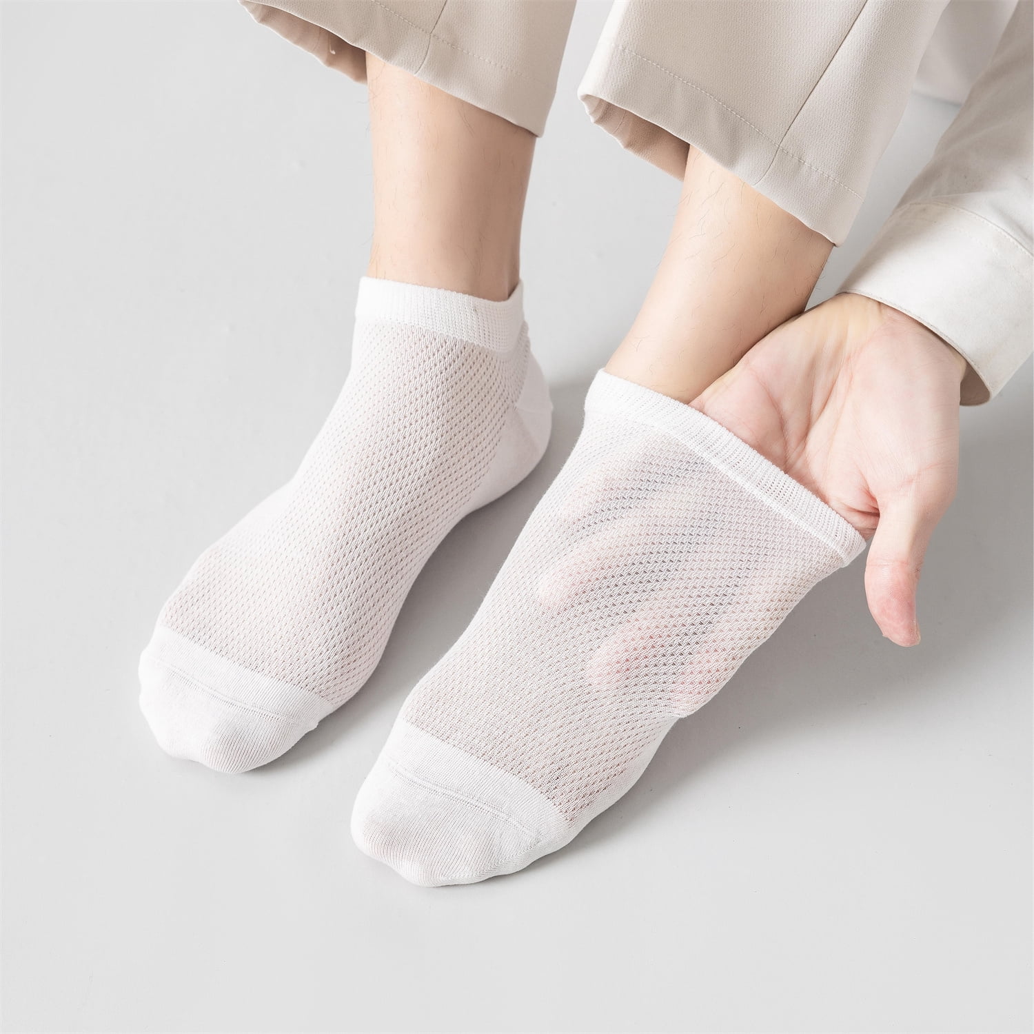 Sookeceks 6 Pairs Thin Ankle Socks for Men Mesh Breathable Cotton Socks Anti Slip Low Cut Soft Casual Socks Size 7-11