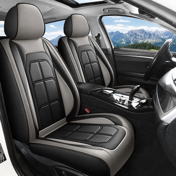 WRWolf Car Seat Covers for Toyota Tacoma 2016-2023: 5 Seat Full Set Faux Leather Seat Covers, 5 Seat Full Set, Black & Grey