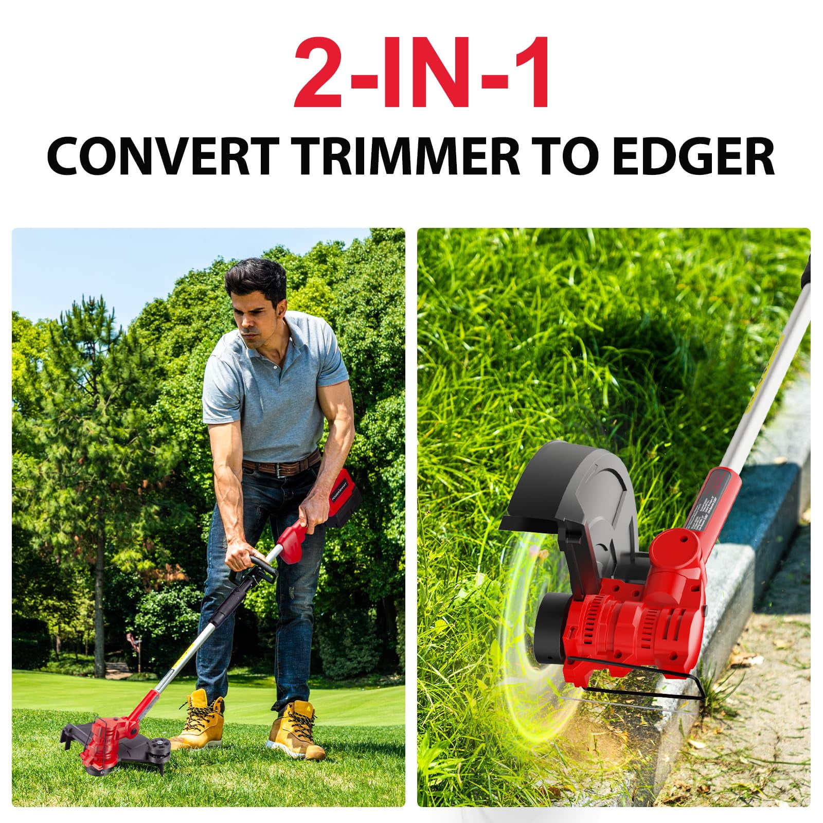 PowerSmart 40V 4.0Ah Lithium-Ion Cordless String Trimmer/Edger and Blower Combo Kit(2 Tools),7lb