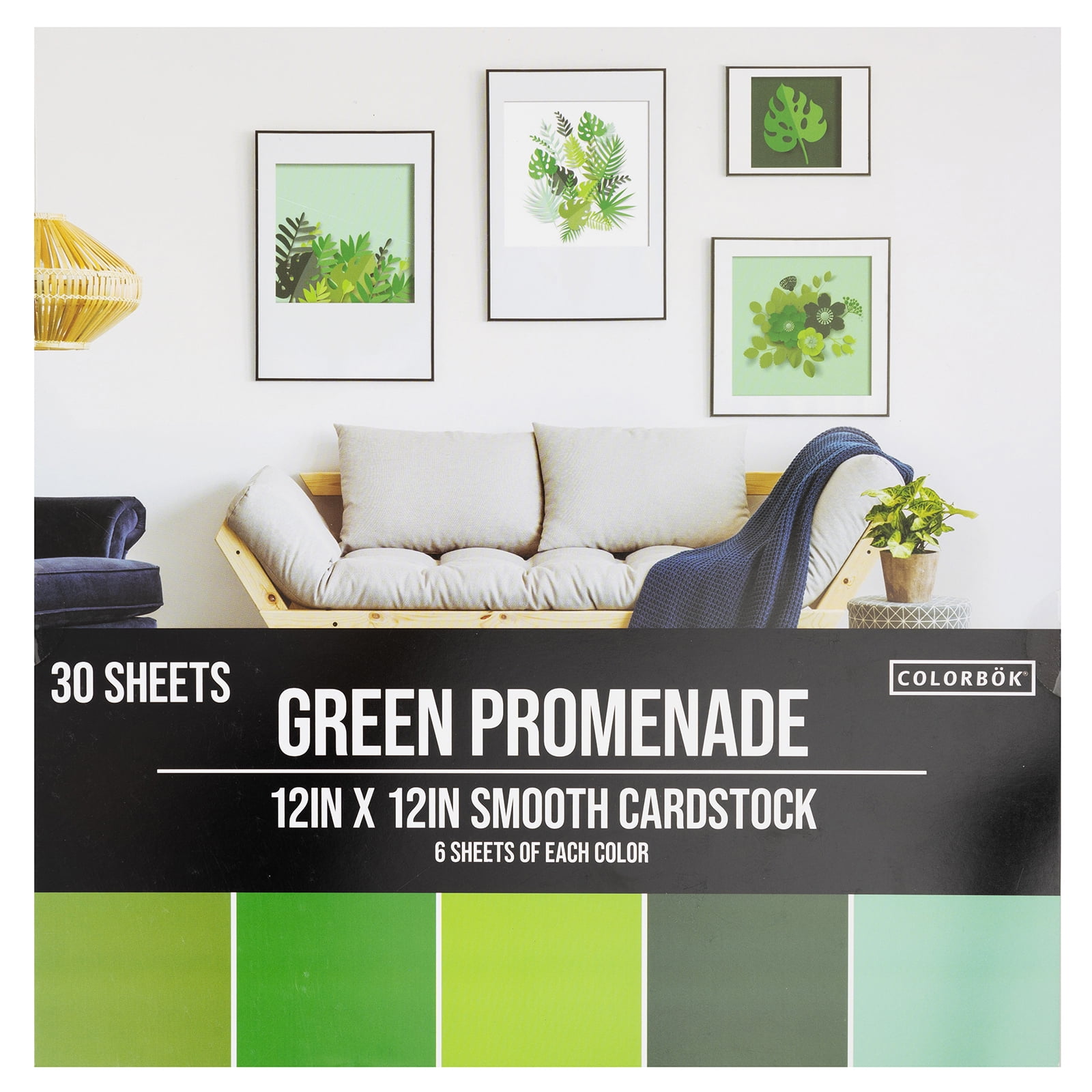 Colorbok 12"x12" Multicolor Promenade Smooth Cardstock Paper Pad, 30 Sheets