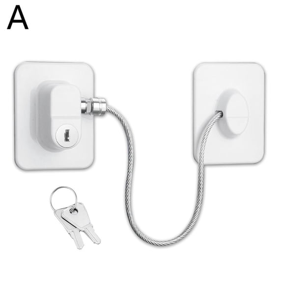 Refrigerator Lock with 2 Keys, Casement Window Lock Window Guards For , Lock Adhesive, with Refrigerator Child