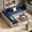 Gray-white Navy blue, variant on KIGOTY 7 Piece Outdoor Patio Furniture, Wicker Rattan Outdoor Conversation Set Sectional Sofas for Backyard, Garden, Grayish-white Camel