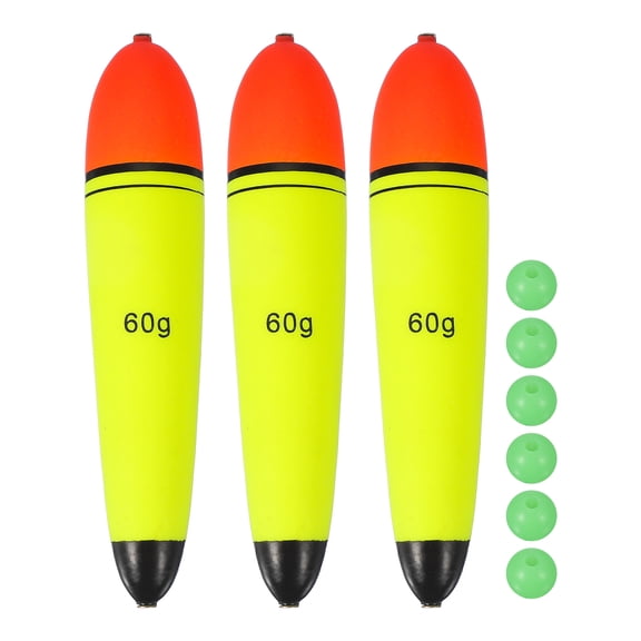 Fishing Slip Bobbers, EVA Foam Bobbers Slip Floats with Fish Beads, 2.1 oz Floatage & 3 Pcs & Red/Yellow -Fitting for Perch Carp