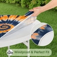 thumbnail image 5 of Orange Blue Tie Dye Mandala Pattern Round Fitted Tablecloth with Elastic Edge,Dining Table Cover Waterproof,Outdoor Round Tablecloth for Camping,Dining,Indoor and Outdoor, 5 of 7