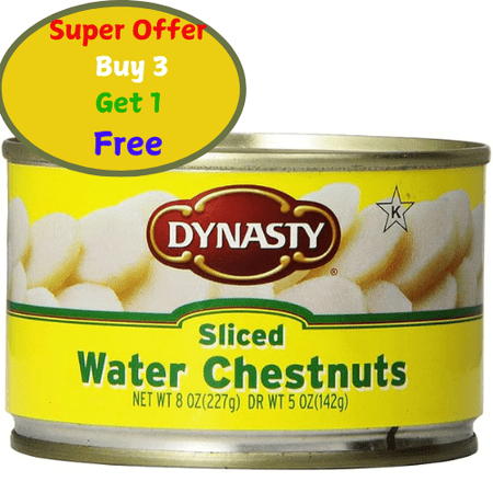 Dynasty Water Chestnuts Sliced, 8 Oz.(Super Offer Buy 3 Get 1 Free)