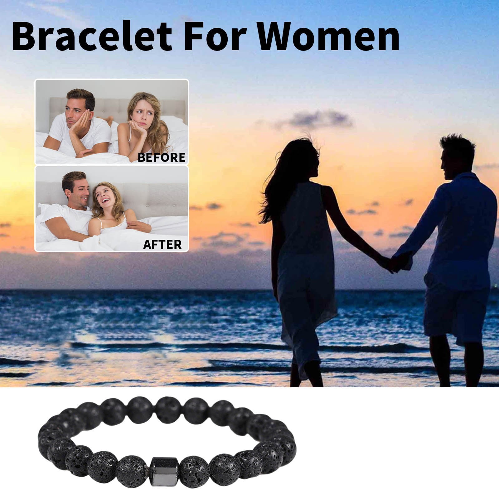 MojoFlow Magnetic Bracelet for Men - Natural Stones Handmade Bracelet with 800 Gauss Magnets, Lightweight & Stylish, Unisex Jewellery Gift