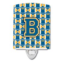Letter B Football Blue and Gold Ceramic Night Light