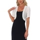 thumbnail image 1 of Inspire Chic Cárdigan Bolero Corto de Manga Corta con Ruched Abierto Frontal de Malla para Mujeres Blanco L, 1 of 5