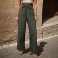 thumbnail image 2 of JJHGVB Palazzo Pants Wide Leg Pants Woman Women's Fashion Clothes For Every Occasion Cotton Linen Cardigan Summer Chic Womens Casual Pants Women'S Pants Green 2 L, 2 of 9