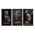 thumbnail image 2 of Designart "Glamorous Gold Cat Retro Blue" Animals Cat Wall Art Set Of 3 - Cat Blue Gallery Set For Office Decor, 2 of 6