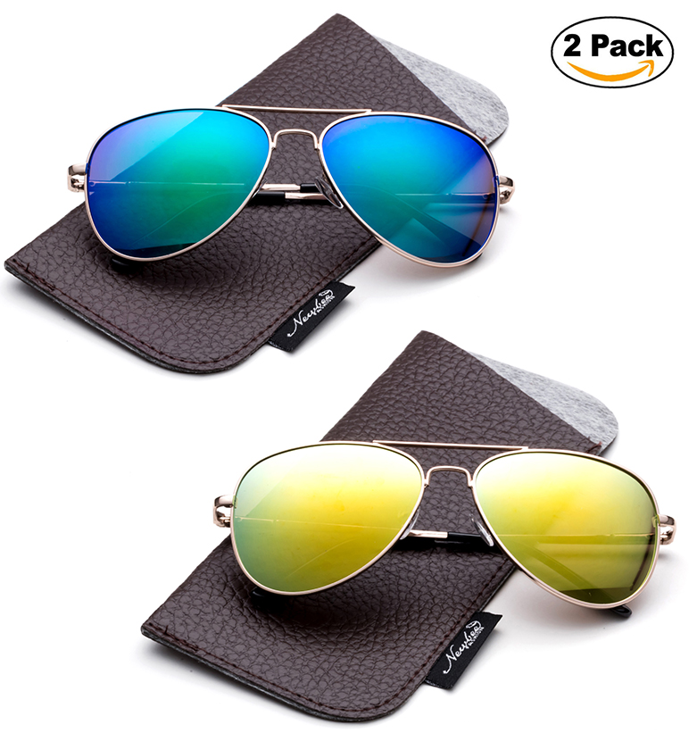 Newbee Fashion 2 Pack Polarized Kids Teens Juniors Avaitor Polarized