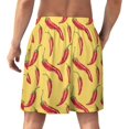 thumbnail image 2 of NICKSUN Shorts de Pyjama Amusants pour Hommes, Bas de Pyjama Courts Doux avec Poches, Dessin Animé Chili Jaune, P, 2 of 6