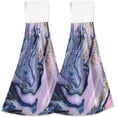 thumbnail image 2 of SKYSONIC Golden Purple Pink Marble 2Pcs Kitchen Hanging Towel Set Hand Hanging Towels with Hanging Loop, Absorbent Bathroom Hand Towel Soft Thick Dish Cloth Dry Towel for Kitchen Bathroom, 12"x17", 2 of 6
