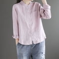 thumbnail image 3 of HYwys Spring Tops Women 2024 Summer Autumn Fashion Loose Standing Collar Long Sleeved Solid Color Shirt Thin Jacket Ladies T Women s Blouses Pink M, 3 of 6