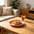 thumbnail image 4 of Pink Large Round Serving Tray, 20 cm, for snack and dessert, Pink use in sofa side, 4 of 4