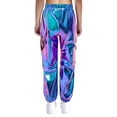 thumbnail image 2 of CHICTRY Shiny Holographic Cargo Pants Girls Boys Jazz Hip-Hop Street Dance Wear Trousers with Pockets Blue 10, 2 of 7