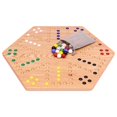 thumbnail image 1 of AmishToyBox.com Wahoo Marble Game Board Set - 20" Wide - Solid Oak Wood - Double-Sided - with Large 18mm Marbles and Dice Included, 1 of 5