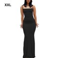 thumbnail image 3 of Sonducket larga Vestido ajustado Ropa de fiesta Cami Correas Sin mangas Piel multicolor Cierre Multiusos Atractivo Vestidos Negro/XXL, 3 of 6