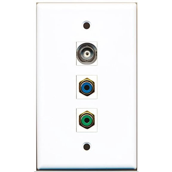 RiteAV - 1 Port RCA Green and 1 Port RCA Blue and 1 Port BNC Wall Plate