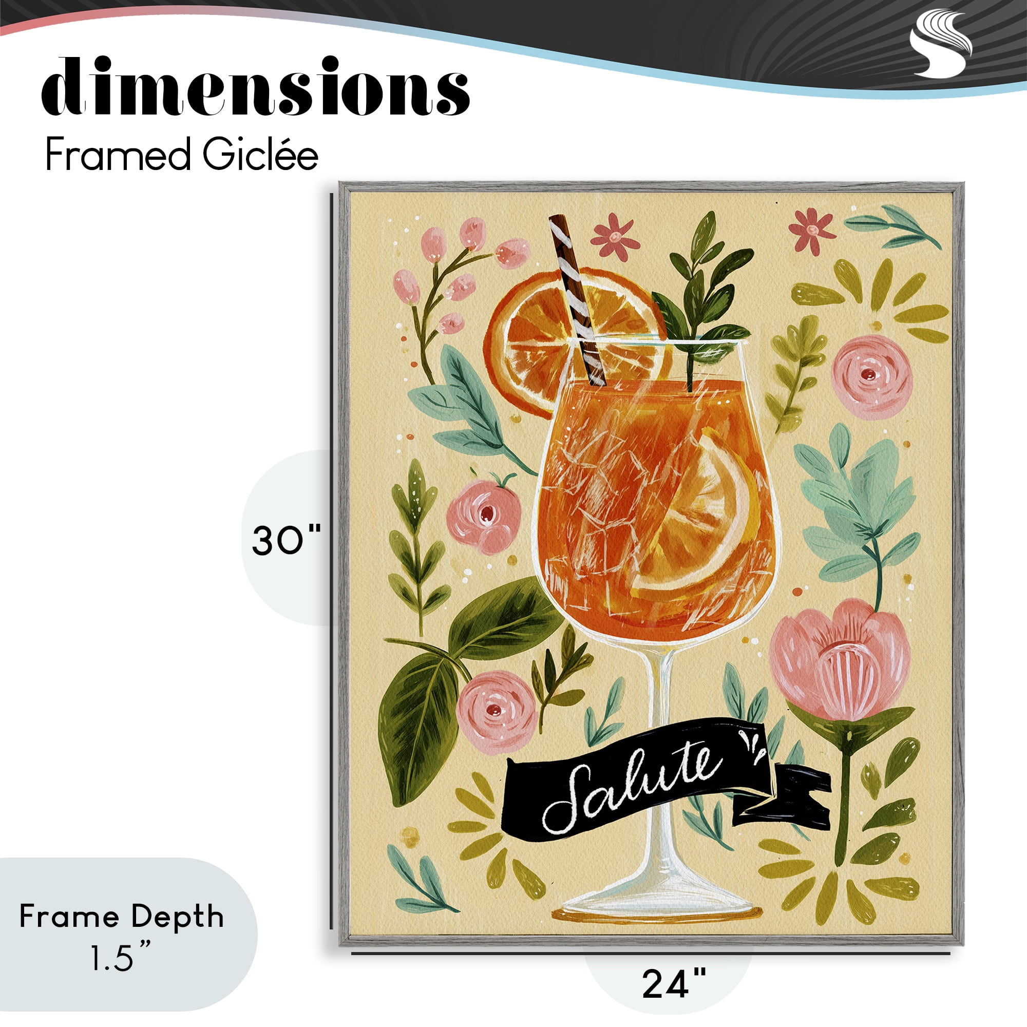 Stupell Industries Salute Citrus Cocktail Gray Framed Giclee Art, design by Yen