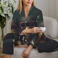 thumbnail image 4 of Salouo Stylish Avian Gathering Pattern Women's Pajamas Set Long Sleeve Button Down Sleepwear Soft Pj Lounge Sets for women 2 Piece Pjs Set with Long Pants -Medium, 4 of 8