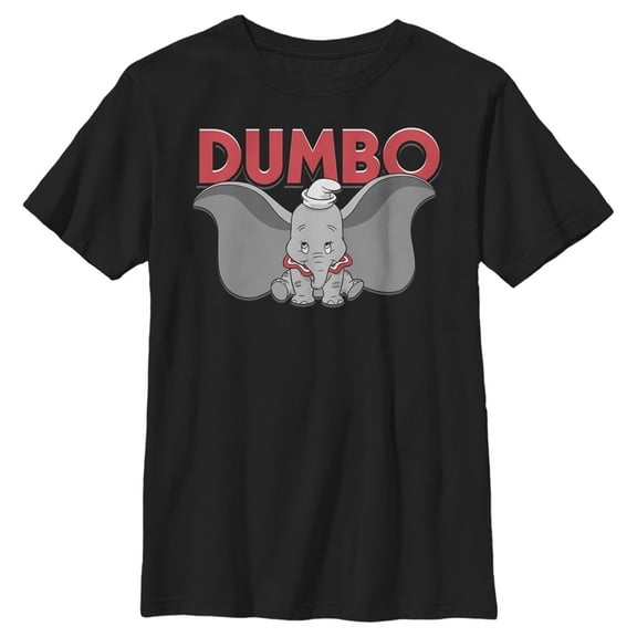 Boy's Dumbo Movie Logo and Clown Dumbo  Graphic Tee Black X Large