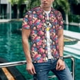 thumbnail image 6 of Lsque Skull Blue Flower Pattern Mens Polo Golf Shirts Funny Graphics Shorts Sleeve Button Shirts Baseball T-shirt-Medium, 6 of 7