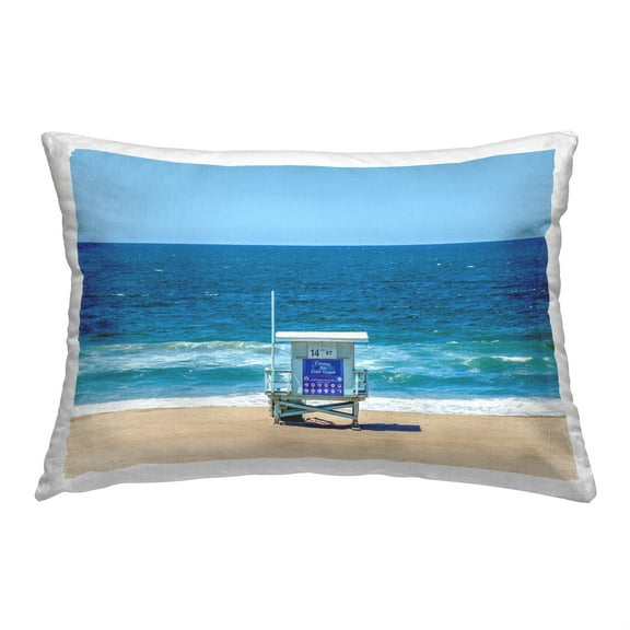 Stupell Industries Blue Beach Shack Decorative Printed Throw Pillow, 14 x 20