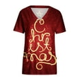 thumbnail image 5 of TIMIFIS Hauts de Noël Rouges pour Femmes, Costume à Col en V, Manches Courtes, Uniforme d'Infirmière, Imprimé Arbre de Noël, Blouse Décontractée avec Poches - Automne/hiver, 5 of 5