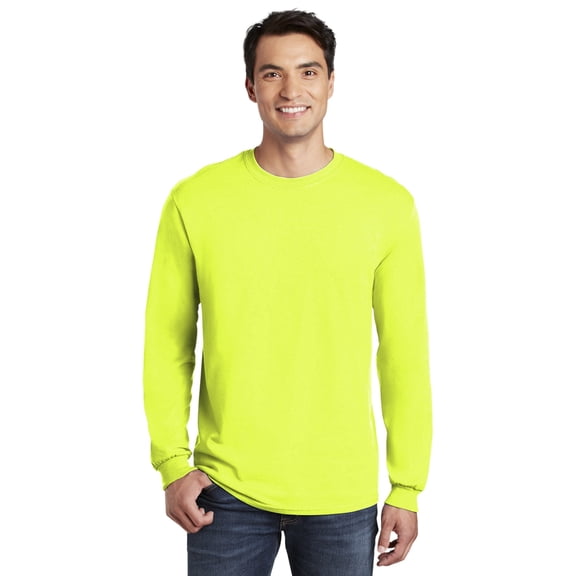 Gildan Safety Long Sleeve T-Shirt for Men, Men’s Work T-Shirt, Safety Workwear, Safety Green, Pack 1, S