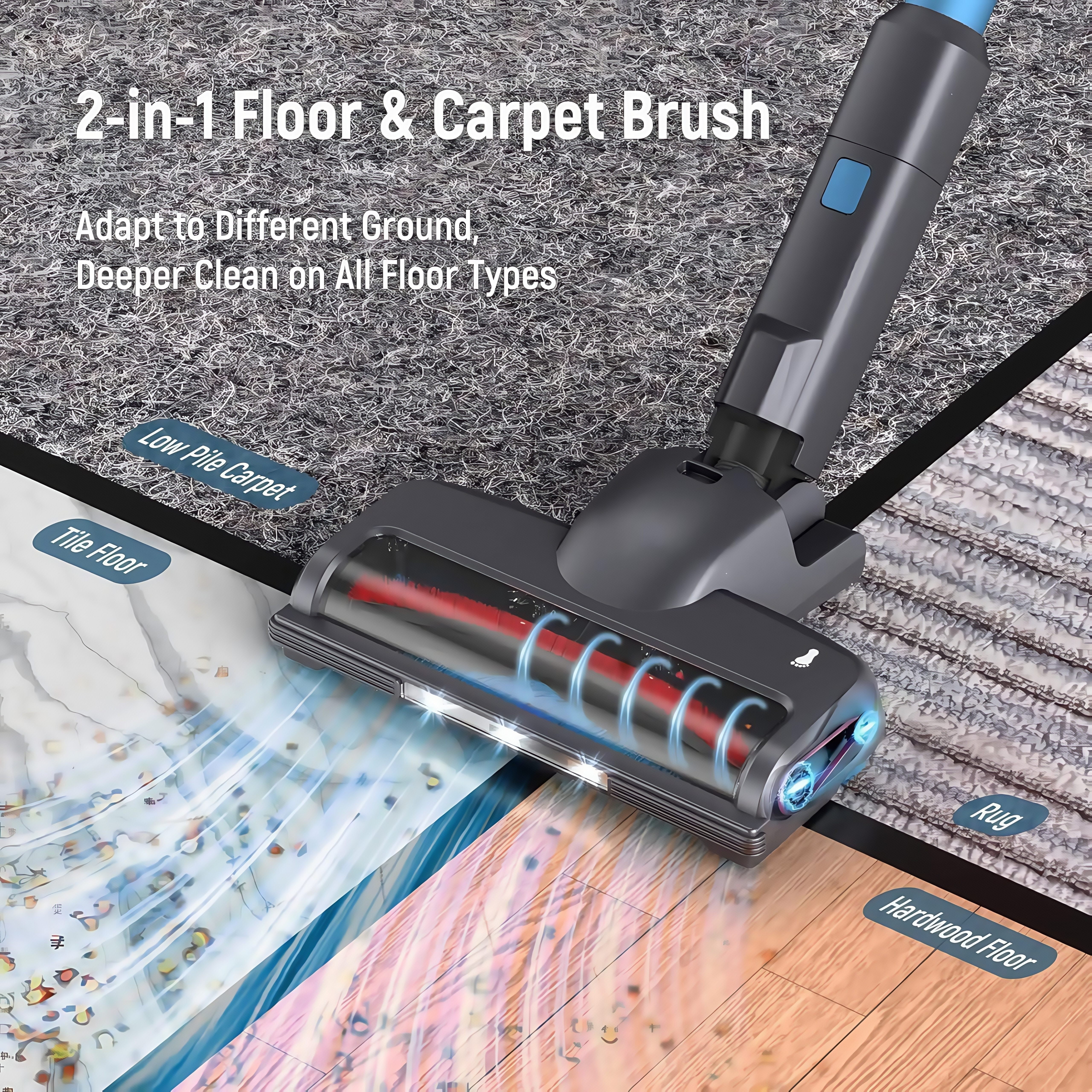 Lazyswan Cordless Stick Vacuum Cleaner Lightweight Self-standing Vac for Home Pet Hair Car Carpet Hardwood Floor