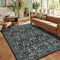 thumbnail image 2 of Nanan 5'x7' Vintage Floral Printed Area Rug Machine Washable Botanical Rug, Non Slip Non Shedding Rug for Living Room Bedroom Playroom, Black, 2 of 8