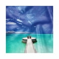 thumbnail image 1 of Beach Decorative Satin Napkins Set of 4, Idyllic Maldives Lagoon Honeymoon Romance Holiday Vacation Seaside Picture, Square Fabric Party & Dinner Napkin, 12", Turquoise White Blue, by Ambesonne, 1 of 2