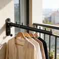 thumbnail image 7 of Folding Wall Mounted Clothes Hanger Rack with Swing Arm, Foldable 180°Rotation, Stainless Steel 304 Folding Clothes Hanger Drying Rack Rod, for Laundry Room Valet Hook (Black), 7 of 7