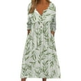 thumbnail image 1 of Robes pour Femmes Mode Décontractée Imprimée Col Boutonné Manches Longues avec Poches Noir L, 1 of 4