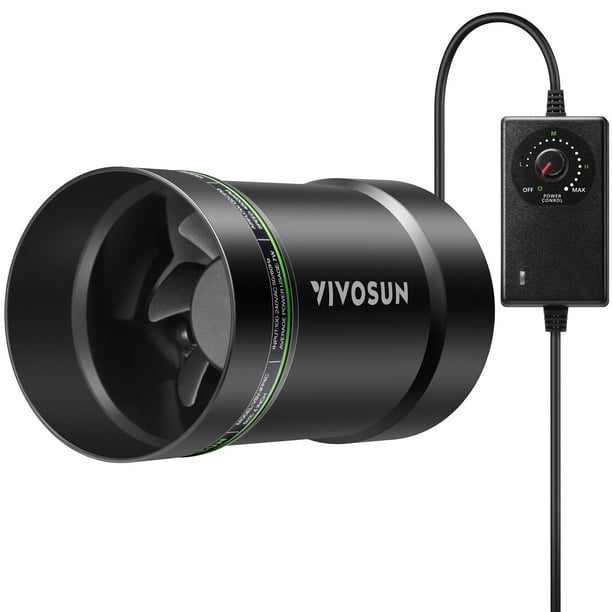 Ventilador de conducto elevador en línea VIVOSUN de 4 pulgadas con regulador de velocidad de 130 CFM