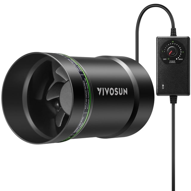 Ventilador de conducto elevador en línea VIVOSUN de 4 pulgadas con regulador de velocidad de 130 CFM