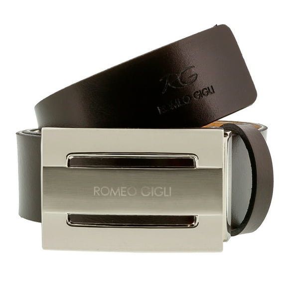 Romeo Gigli C974/35S T.MORO Dark Brown Leather Adjustable Mens Belt for mens