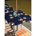 thumbnail image 2 of Outdoor Tablecloth with Umbrella Hole for Patio/Picnic/Party/Camping, Navy Blue Soccer Waterproof Table Cloth Square Cover Washable, Orange Blue Football Sports (60"x 60"), 2 of 9