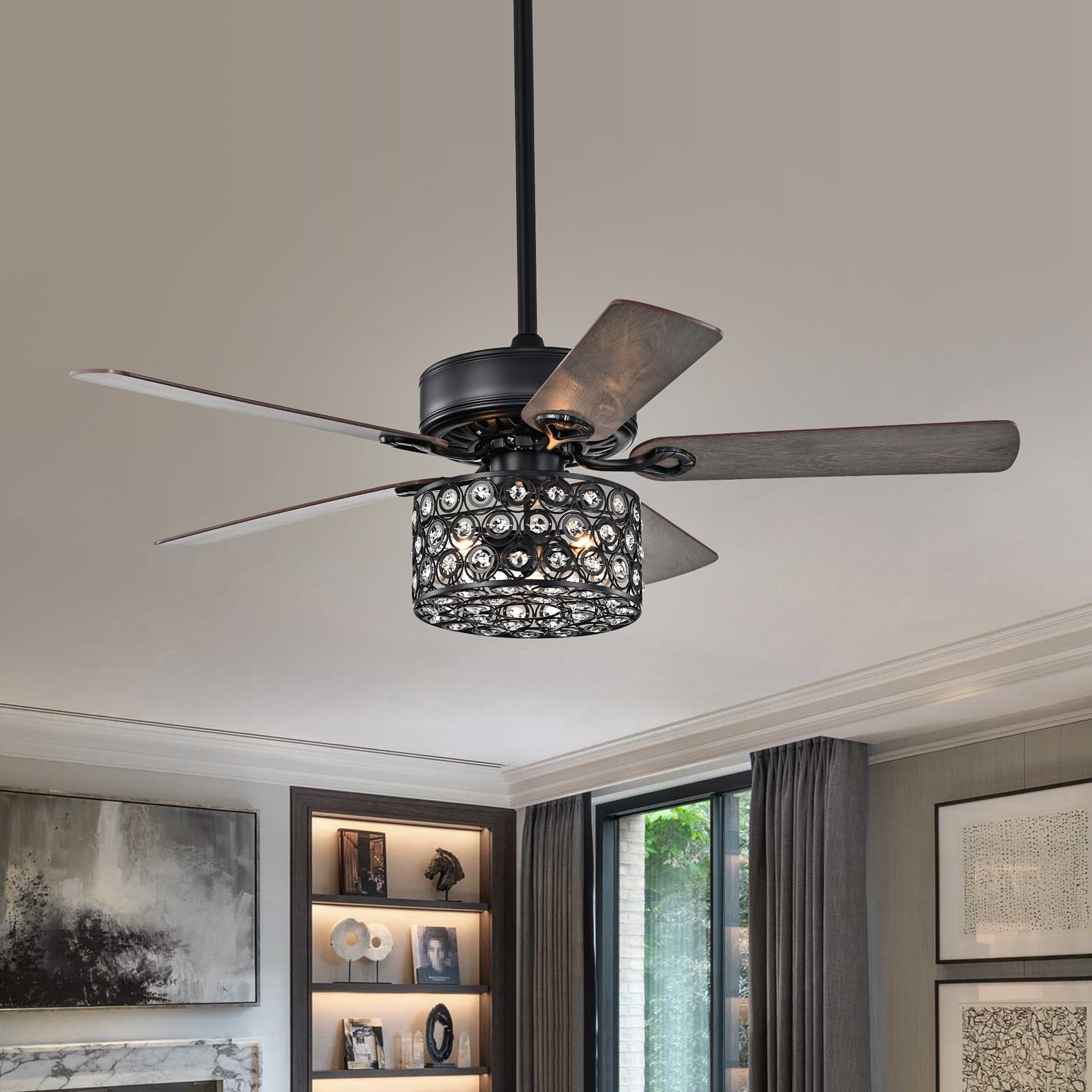 Warehouse of Tiffany Empire Un 52'' Silver Chandelier Ceiling Fan with Remote Control