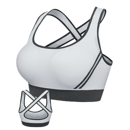 

FALEXO Women Padded Seamless Bras Racerback Sports High Impact Support for Yoga Workout Bra