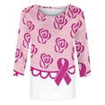 thumbnail image 4 of Vivianyo HD Women's 3/4 Sleeve Graphic Print Top, Straight Hem Crew Neck Pullover Blouse, Casual Tee for Charity Event and Daily Social Gathering, Sizes S-5XL, 4 of 5